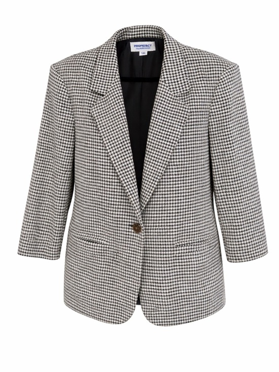 Sag Harbor Jackets & Blazers - Prophesy Petite by Sag Harbor Houndstooth Blazer Size 14 Petite Black Ivory Wool